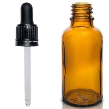 Butelka szklana brązowa 30ml z pipetą czarną