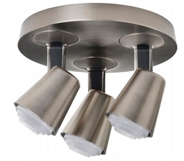 IKEA MONAZIT Praktyczna Lampa sufitowa, 3 reflektory, niklowana, GU10