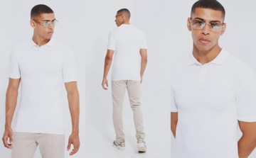 1D0A13 A02 BOOHOOMAN BIAŁA KOSZULKA POLO BASIC L