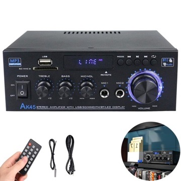 СТЕРЕОУСИЛИТЕЛЬ HIFI 40 Вт + 40 Вт BLUETOOTH 5.0 RCA ВХОД SD USB ВХОД