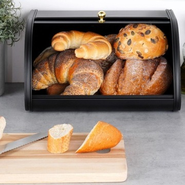 ХЛЕБ Контейнер для хлеба, булочек, металл, черный, кухня ВЫХОД