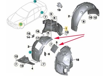Подкрылок левый BMW 3 F30 F31 перед 2011-2019 гг.