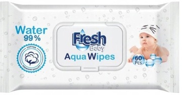 AQUAWIPES Nawilżane Chusteczki Aqua Wipes dla Dzieci Mokre 99% Wody 60szt