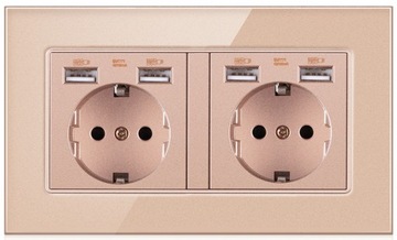 Szklane Gniazdo Elektryczne z 4USB Gniazdo 230V16A