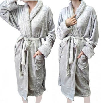 Szlafrok damski, męski pluszowy z polaru Spa L/XL