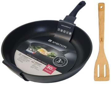 AMBITION PATELNIA MAGNAT Z POWŁOKĄ NON STICK 30CM INDUKCJA + ŁOPATKA BAMBUS