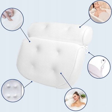 ПОДУШКА ДЛЯ ВАННЫ, РАССЛАБЛЯЮЩИЙ ПОДГОЛОВНИК ДЛЯ ВАННЫ, С ПРИСОСАМИ