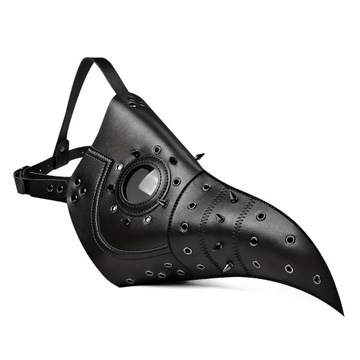 MASKA PLAGUE DOCTOR DŻUMA PTAK HALLOWEEN SKÓRA SKÓRZANA Z KOLCAMI