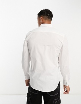 New Look Biała popelinowa koszula z długim rękawem S