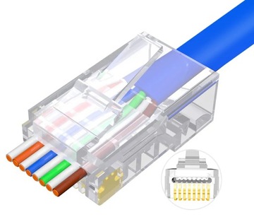 Wtyk RJ45 8P8C kat5E przelotowe EZ 10 szt. internetowe