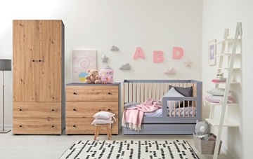 Деревянная детская кроватка 120х60 с перилами PAULINE + матрас + пеленальный столик