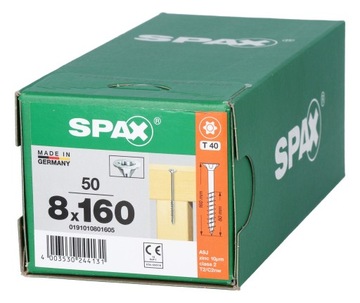 Wkręty konstrukcyjne SPAX 8x160 stożek 10szt