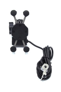 Мотоциклетный держатель для телефона с зарядным устройством на руле Trizand черный