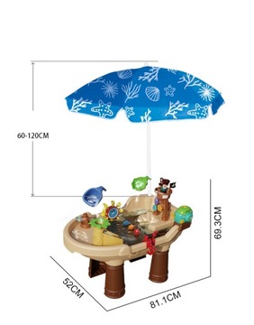 СТОЛ ДЛЯ ИГРЫ ПЕСОЧНИЦА С ВОДОЙ, ЗОНТИК ДЛЯ ПИРАТСКОГО КОРАБЛЯ + АКСЕССУАРЫ МАТАДИ