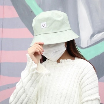 Fashion Women Bucket Hat New Candy Colors Smile Face Sun Hat Outdoor