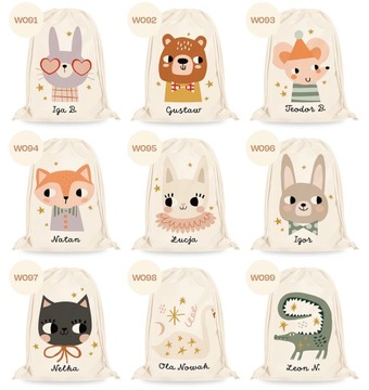 Worek do przedszkola szkoły żłobka IMIĘ DZIECKA piękne wzory