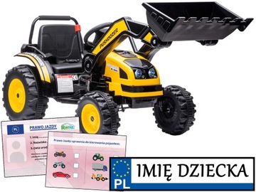 TRAKTOR koparka NA AKUMULATOR dla dzieci KLAKSON melodyjki