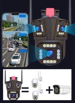 Уличная IP-камера с обзором 360° ВРАЩАЮЩАЯСЯ камера 12MP 8K Динамик обнаружения WI-FI из ПОЛЬШИ