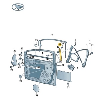 VRSTVA RÁMEC DVEŘE SLOUPU B VW GOLF PLUS LEVÝ