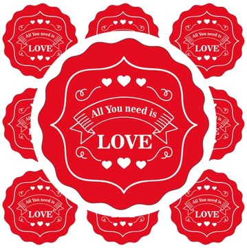 Naklejki czerwone ALL YOU NEED IS LOVE Serce Ślub