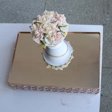Bling stojak na tort weselny złoty metal kryształowy deser babeczka ciasto cukierki M