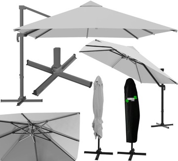 PARASOL OGRODOWY TARASOWY SKŁADANY 2,5x2,5M DUŻY SZARY Z POKROWCEM