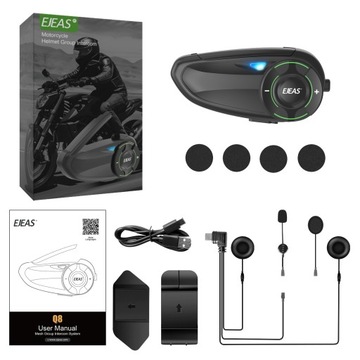 Domofon w kasku motocyklowym EJEAS Q8 obsługuje 6-osobowy interkom