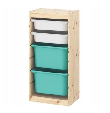 IKEA TROFAST regał SOSNA+4 pojemniki na zabawki