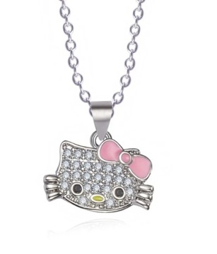 Набор Ожерелье Кольцо Серьги Hello Kitty Kitten Набор стразов 3 шт.