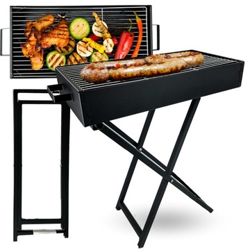 GRILL WĘGLOWY SKŁADANY OGRODOWY TURYSTYCZNY BBQ PRZENOŚNY 60cm