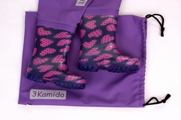 3Kamido Детские вейдерсы, вейдерсы, вейдерсы - HEARTS, фиолетовые, размеры 24/25