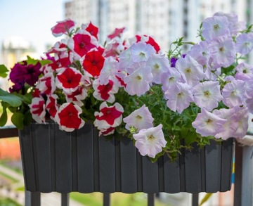 ЦВЕТОЧНЫЙ ГОРШОК БАЛКОННЫЙ ЦВЕТОК ДЛЯ ТЕРРАСЫ БАЛЛЮСТРАДНАЯ САДОВАЯ ЯЩИКА АНТРАЦИТОВЫЙ