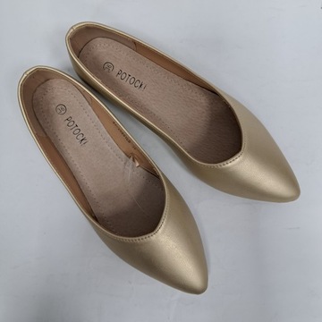 Удобные золотые балетки 39 размера.