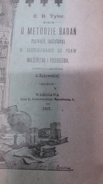 Tylor O METODZIE BADAŃ ROZWOJU INSTYTUCYI 1897