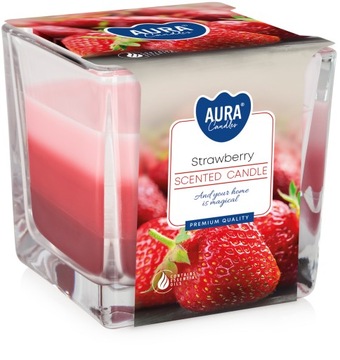 Aura świeca zapachowa w szkle trójkolorowa SNK80-73 Truskawka