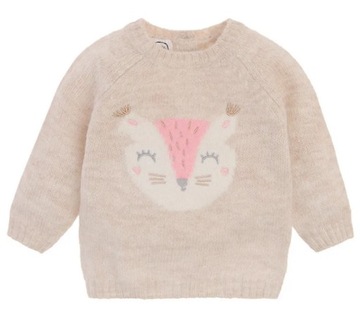 COOL CLUB Sweter dziewczęcy beżowy wiewiórka r. 62