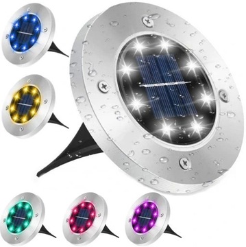 LAMPKI SOLARNE DISK LAMPY RGB OGRODOWE LAMPA LED