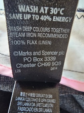 M&S spodnie lniane czarne węgiel prosta nogawka maxi 48