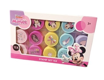 PIECZĄTKI MYSZKA MINNIE STEMPELKI 15 SZTUK KOLOROWE STEMPLE ZESTAW STEMPLI