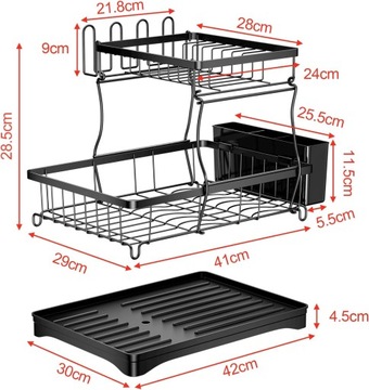 ДВУХУРОВНЕВАЯ СУШИЛКА ДЛЯ СУШКИ ПОСУДЫ, ЧЕРНАЯ