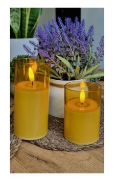 Светодиодная свеча в футляре из темного стекла 9,5 х 6,5 см ECRU