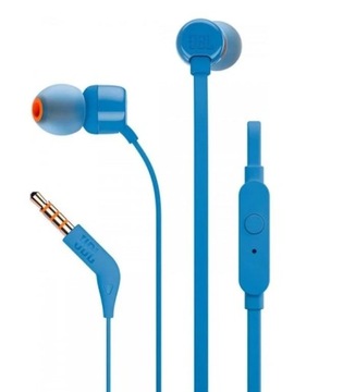 SŁUCHAWKI DOUSZNE JBL T110 BLUE NIEBIESKIE + MIKROFON