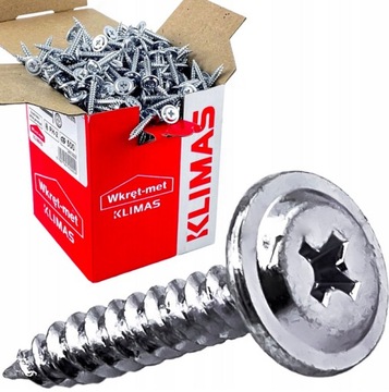WKRĘTY PODKŁADKOWE SAMOGWINTUJĄCE 4,2x40mm METAL DREWNO 400szt OCYNK KLIMAS