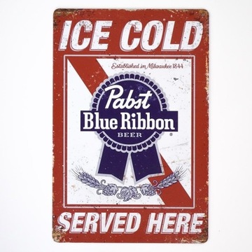 Tabliczka dekoracyjna metalowa ICE COLD PABST BLUE