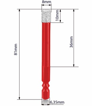 8 -миллиметровые отверстия для алмаза для шестнадцатеричной посуды