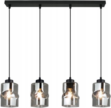 LAMPA WISZĄCA ŻYRANDOL LISTWA 4 SZKLANE KLOSZE SUFITOWA LED AURA GRAFIT