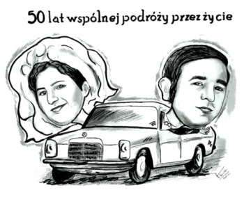 Шарж с фотографии А3 - 2 человека. БЕСПЛАТНЫЙ АНТИФРЕЙМ Свадьба Годовщина свадьбы