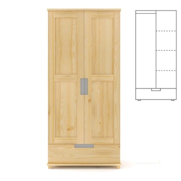 Nowoczesna drewniana szafa 90 cm półki szuflada