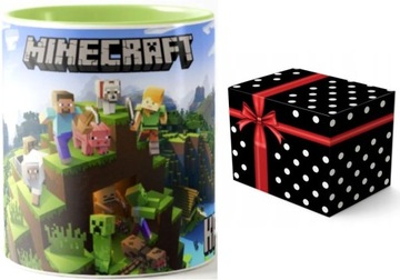 Kubek + imię Minecraft ZIELONY środek GRATIS