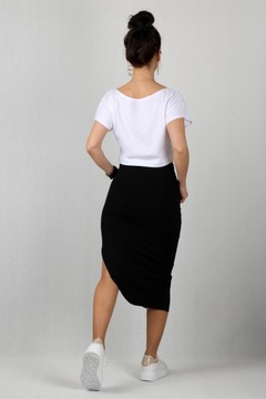 Юбка миди L BLACK ASYMMETRIC TUBE из хлопка